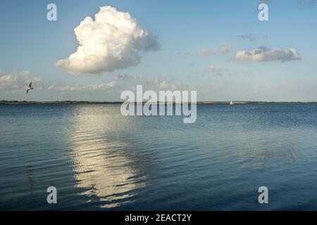 Magnifique cumulus blanc au-dessus de la mer Baltique calme dans le nord Allemagne Banque D'Images