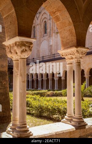 Cathédrale de San Salvatore, piliers, église, Cefalu, Sicile, Italie Banque D'Images