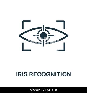 Icône de reconnaissance de l'iris. Élément simple de la collection de technologies. Icône de reconnaissance de l'iris monochrome remplie pour les modèles, les infographies et les bannières Illustration de Vecteur