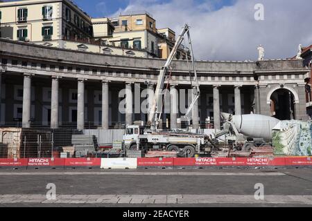 Napoli - Cantiere par la station de métro à Piazza Plebiscito Banque D'Images