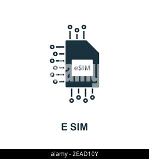 E icône SIM. Élément simple de la collection de technologies. Icône E SIM monochrome remplie pour les modèles, les infographies et les bannières Illustration de Vecteur