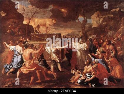 Nicolas Poussin - l'adoration du veau d'or - Banque D'Images