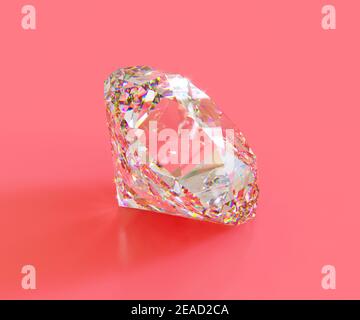 Diamant brillant isolé sur fond rose. illustration de rendu 3d Banque D'Images