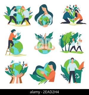 Recyclage et soin du volontariat de la planète Terre Illustration de Vecteur