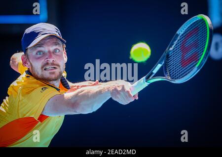 David Goffin (ATP 11) photographié en action lors d'un match de tennis entre le Goffin belge et le Popyrin australien, lors du premier tour des singles hommes Banque D'Images