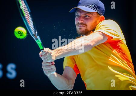 David Goffin (ATP 11) photographié en action lors d'un match de tennis entre le Goffin belge et le Popyrin australien, lors du premier tour des singles hommes Banque D'Images