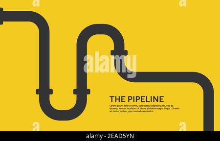 Bannière Web. Arrière-plan industriel avec pipeline jaune. Pipeline de pétrole ou de gaz. Illustration vectorielle Illustration de Vecteur