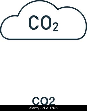 Style de contour de l'icône CO2. Pictogrammes haut de gamme de la collection Power and Energy Icon. Elément de ligne mince simple. Icône CO2 pour la conception Web et les applications mobiles Illustration de Vecteur