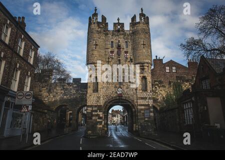 Micklegate Bar à York City Walls, Yorkshire, Angleterre, Royaume-Uni. Banque D'Images