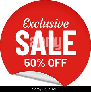 Solde exclusif de 50 % de rabais, autocollant rond avec message. Offre d'achat pour le client. Meilleur prix Illustration de Vecteur