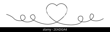 Coeur calligraphique. Décoration simple ligne fine dessinée à la main. Illustration simple à vecteur plat. Illustration de Vecteur