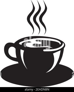 Logo du café-restaurant avec tasse à café et café modèle d'illustration de vecteur d'icône de bean Illustration de Vecteur