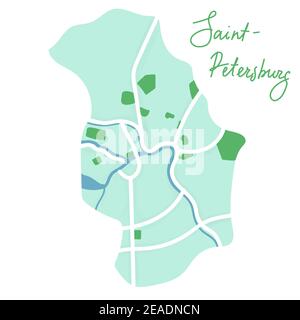 Carte Plate En Couleur De Dessin Anime Du Centre De New York Manhattan Carte Amusante De La Ville Des Etats Unis Violet Et Bleu Wuth Vert Central Park Illustration Vectorielle Image Vectorielle Stock
