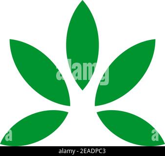 Modèle de vecteur d'inspiration simple CBD feuille de cannabis logo design Illustration de Vecteur