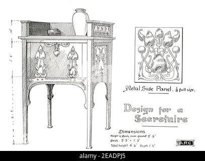 Meubles d'art et d'artisanat, design pour secret, par Thomas Corson de Leeds en 1898 volume 13 du Studio an Illustrated Magazine of Fine and Applie Banque D'Images