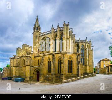 Basilique Saint Nazaire à Carcassonne pendant la nuit, France Banque D'Images