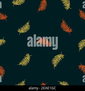 Motif vectoriel sans couture de feuilles de fougères tropicales sur vert foncé. Magnifique imprimé avec plantes exotiques. Conception botanique de tissus, fonds d'écran pour cosmétiques naturels, parfums, produits pour femmes Illustration de Vecteur