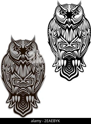 Oiseau hibou de style tribal pour tatouage ou un autre motif Illustration de Vecteur