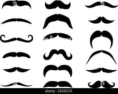 Moustaches noires isolées sur fond blanc Illustration de Vecteur