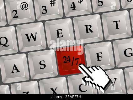 Concept d'assistance client - 24 heures et 7 jours sur 24 une semaine Illustration de Vecteur