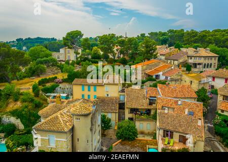 Vue aérienne de Villeneuve-les-Avignon, France Banque D'Images