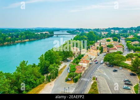 Vue aérienne de Villeneuve-les-Avignon, France Banque D'Images