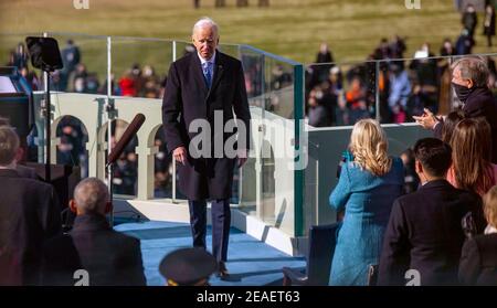 WASHINGTON DC, États-Unis - 20 janvier 2021 - le président élu des États-Unis Joseph R. Biden Jr. Fait serment au Capitole des États-Unis, Washington, D. Banque D'Images