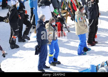 Cortina (BL, Italie. 9 février 2021. Cortina (BL), Italie, Vertigine, 09 février 2021, Flavio Roda FISI président en attente du départ de la course à Cortina d'Ampezzo lors des Championnats du monde de SKI alpin 2021 FIS - Super géant - hommes - course de ski alpin crédit: Luca Tedeschi/LPS/ZUMA Wire/Alay Live News Banque D'Images