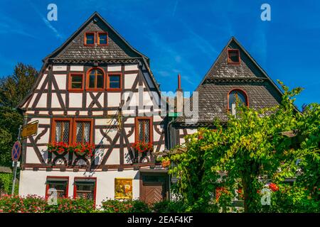 Façades de bois à Bacharach, Allemagne Banque D'Images
