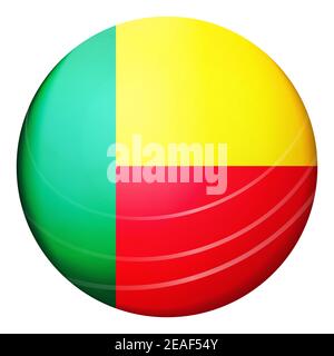 Boule lumineuse en verre avec drapeau du Bénin. Sphère ronde, icône de modèle. Symbole national. Boule brillante réaliste, illustration vectorielle abstraite 3D mise en évidence Illustration de Vecteur