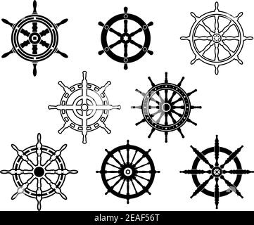 Roues directrices réglées pour une conception heralsèche isolée sur fond blanc Illustration de Vecteur