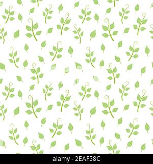 Motif sans couture de feuilles vertes sur fond blanc Banque D'Images