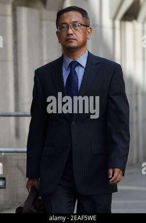 L'officier népalais de l'armée, le colonel Kumar Lama, 47 ans, de St Peters Road, St Leonards-on-Sea, East Sussex, arrive au Old Bailey, à Londres, où il est accusé d'infliger de graves douleurs ou souffrances lorsqu'il agissait à titre officiel. Date de la photo: Lundi 6 juin 2016. Banque D'Images