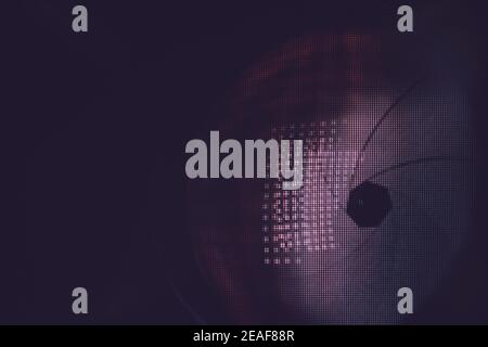 Gros plan sur l'objectif de l'appareil photo. Motif d'arrière-plan pour la conception. Vue Macro. Gros plan du pixel. Banque D'Images