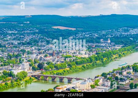 Vue aérienne du pont romain de Trèves, Allemagne Banque D'Images