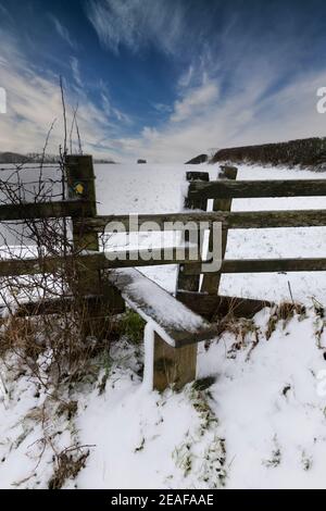 Étouffez dans des conditions hivernales, Clitheroe, Ribble Valley, Lancashire, Royaume-Uni. Banque D'Images