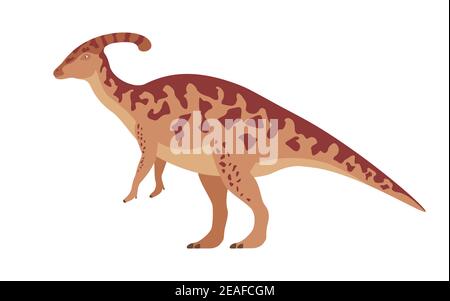 Dinosaure de Parasaurolophus. Illustration vectorielle d'un dinosaure préhistorique parasaurolophus isolé sur fond blanc. Vue latérale, profil. Illustration de Vecteur