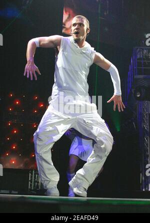 Justin Timberlake en concert au Wembley Arena de Londres, Royaume-Uni. 14 mai 2003 Banque D'Images