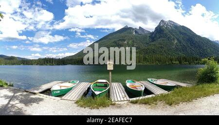 Lac Hintersee Hinter, Parc National de Berchtesgaden, Bavière Bayern, Allemagne Banque D'Images