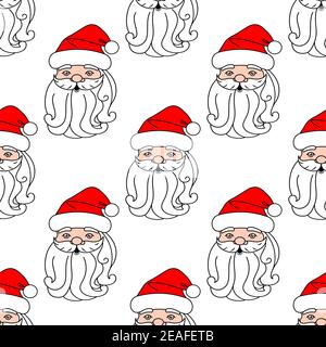 Motif de Noël sans coutures avec visage du Père Noël pour un motif de fête Illustration de Vecteur