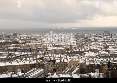 Une vue sur la région de Leith d'Édimbourg pendant un matin d'hiver Banque D'Images