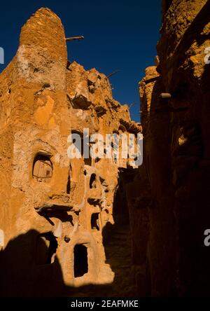 Granaries dans l'ancien ksar, Tripolitaine, Nalut, Libye Banque D'Images