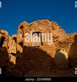 Granaries dans l'ancien ksar, Tripolitaine, Nalut, Libye Banque D'Images