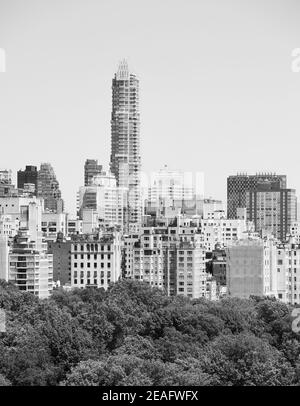 Image en noir et blanc de Manhattan Upper East Side architecture diversifiée, New York, États-Unis. Banque D'Images