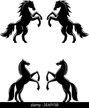 Deux silhouettes d'élevage de chevaux en noir pour la conception heralsèche Illustration de Vecteur