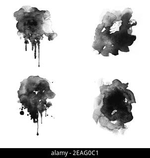 Ensemble noir abstrait de taches et de taches de peinture Banque D'Images