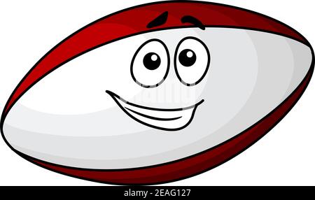 Ballon de rugby à dessin animé avec un sourire amusant pour un motif mascotte de sport Illustration de Vecteur