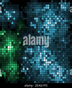 Texture de fond abstraite et motif de petit carré vert et mosaïque bleue dans un motif aléatoire Illustration de Vecteur