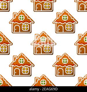 Maisons en pain d'épice et motif sans couture pour le motif de noël Illustration de Vecteur