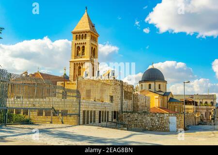 Cityspace de Jérusalem avec les églises du rédempteur et Saint sépulcre, Israël Banque D'Images